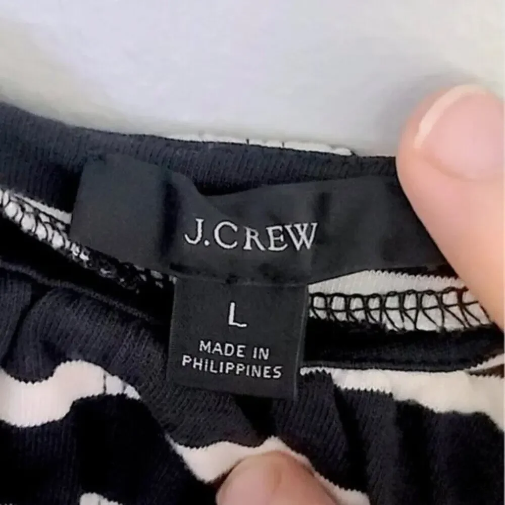J.Crew Blouse Cropped Striped Black Size S Lightweight Coastal Travel